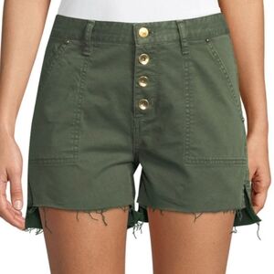 Acynetic Harmony Shorts size 28 Cotton Army Green Cut offs Button Fly Mid Rise